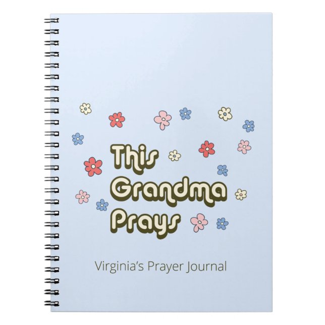 This Grandma Prays Retro Light Blue Prayer Journal (Front)