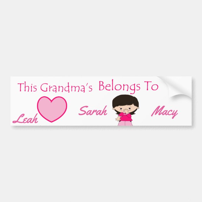 This Grandma's Heart Belongs To Bumper Sticker (Front)