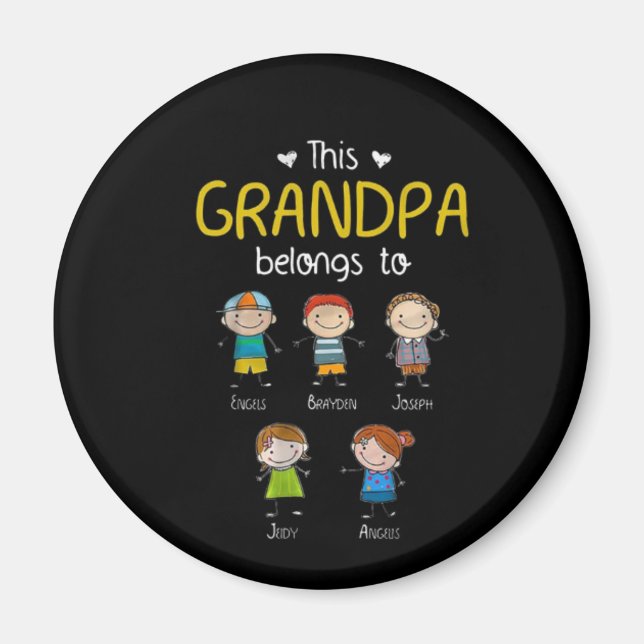 This Grandpa Belongs To Cute Family Personalized Magnet (Front)