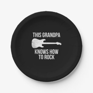 This Grandpa Knows Guitar Rock Player Musician Paper Plates
