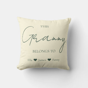 This Granny Belongs To Grandchildren Names Photo Throw Pillow