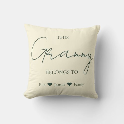 This Granny Belongs To Grandchildren Names Photo  Throw Pillow