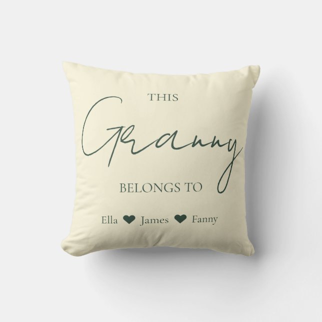 This Granny Belongs To Grandchildren Names Photo  Throw Pillow (Front)