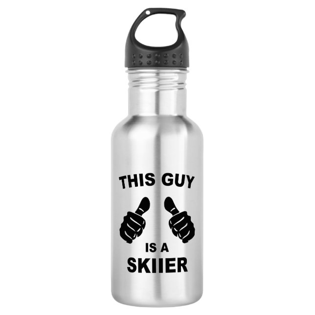 This Guy Is A Skiier Stainless Steel Water Bottle (Front)