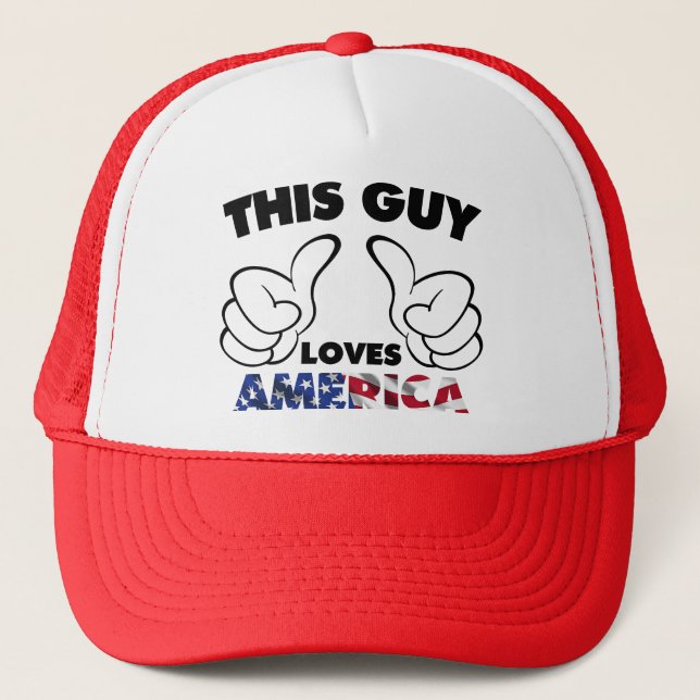 This guy loves america trucker hat (Front)