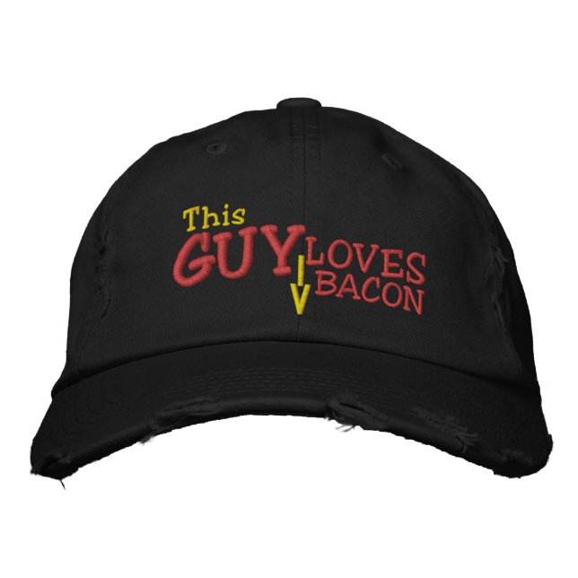 This Guy Loves Bacon Embroidered Baseball Hat (Front)