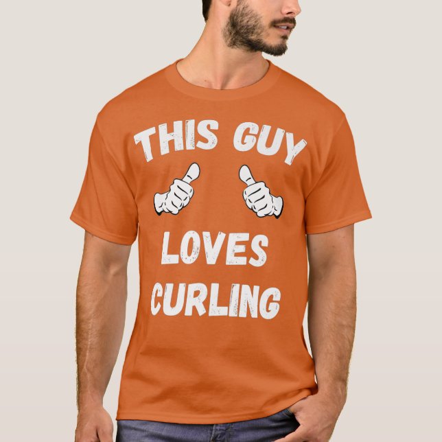 This Guy Loves Curling Thumbs Premium T-Shirt (Front)