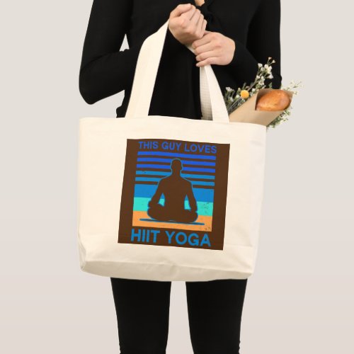 This Guy Loves Design HIIT Yoga  Large Tote Bag
