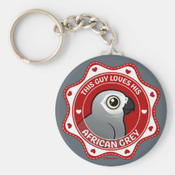 This Guy Loves His African Grey Basic Button Keychain