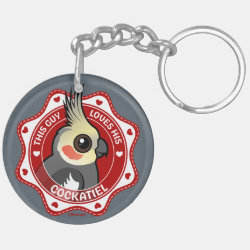 This Guy Loves His Cockatiel Circle Keychain (double-sided)