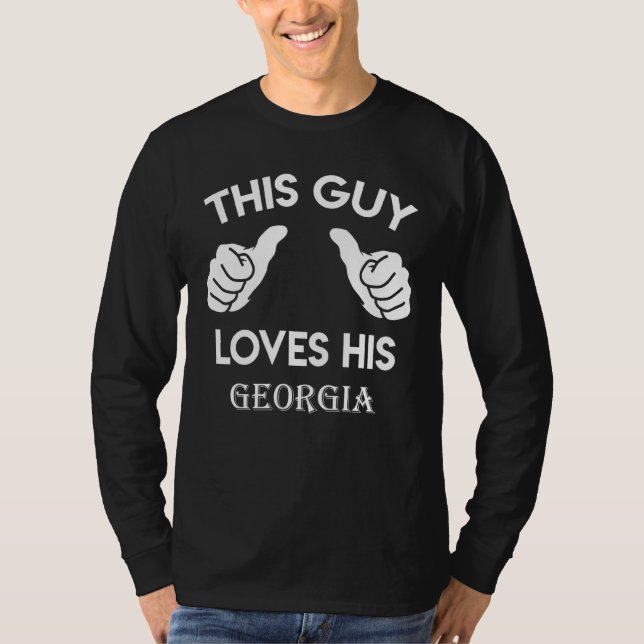 This Guy Loves His Georgia  Valentine Anniversary  T-Shirt (Front)