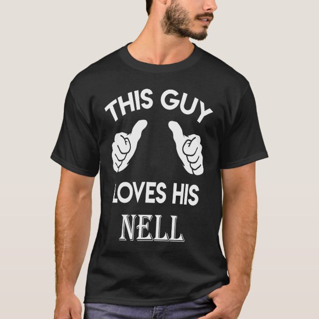 This guy loves his NELL  valentine heart belongs 3 T-Shirt (Front)