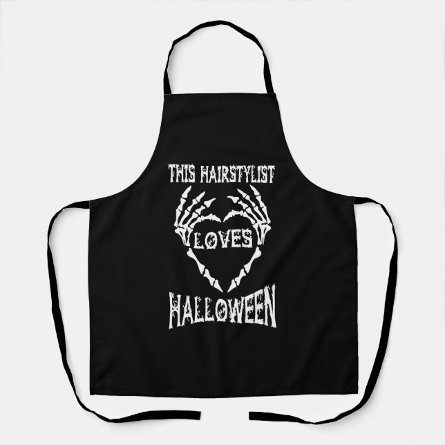 this hairstylist loves halloween tshirts apron (Front)