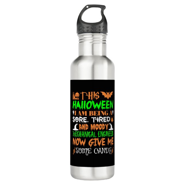 This Halloween Being Mechanical Engineer Candy Stainless Steel Water Bottle (Front)