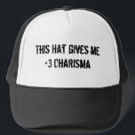 This Hat gives me 3 Charisma<br><div class="desc">A lovely D&D joke placed upon a hat</div>
