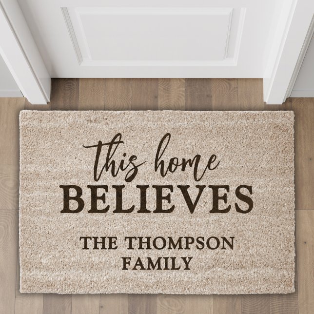This Home Believes Christian Family Name Faith Fiber Doormat (Creator Uploaded)