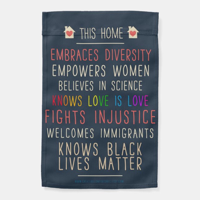 This Home Embraces Diversity Garden Flag (Back)