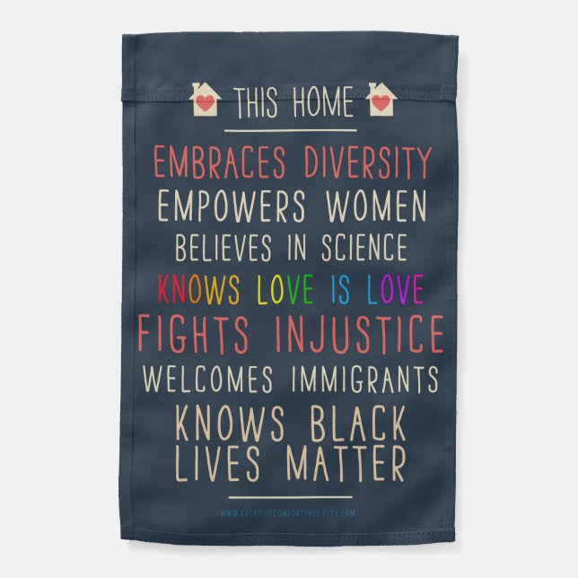This Home Embraces Diversity Garden Flag (Back)