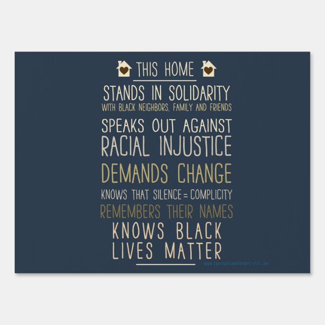 This Home Stands in Solidarity With BLM Yard Sign (Back)