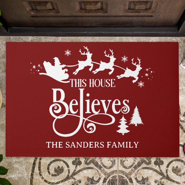 This House Believes Cute Christmas Family Doormat (Creator Uploaded)