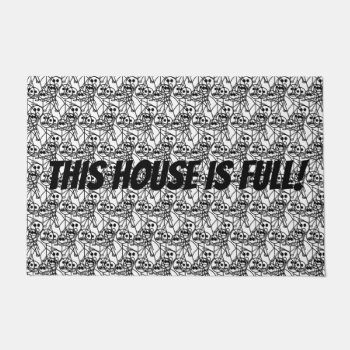 This House Is Full Hilarious Stick Figure Scribble Doormat by HappyGabby at Zazzle