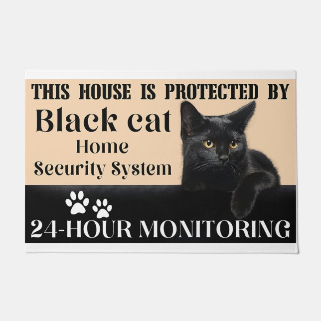 This House Is Protected By Black Cat Home Doormat (Front)