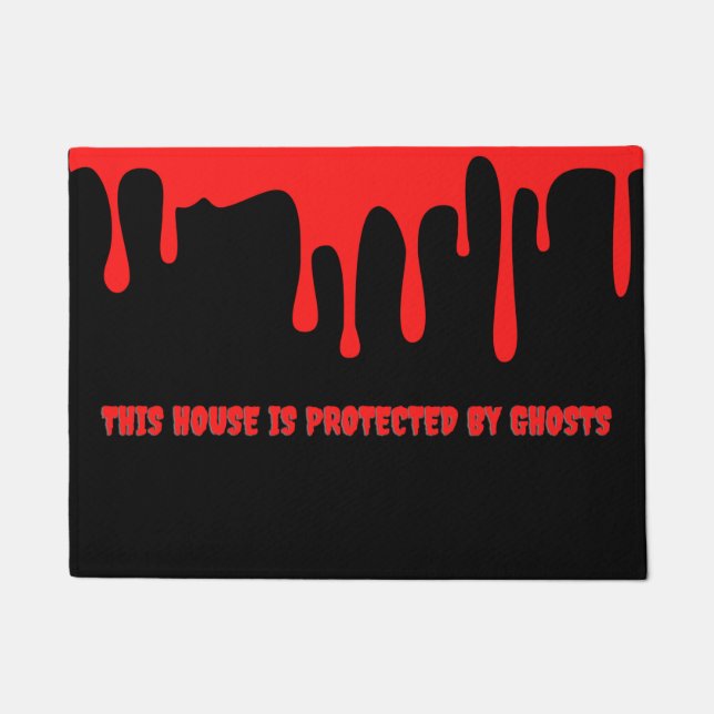 This house is protected by ghosts Spooky Halloween Doormat (Front)