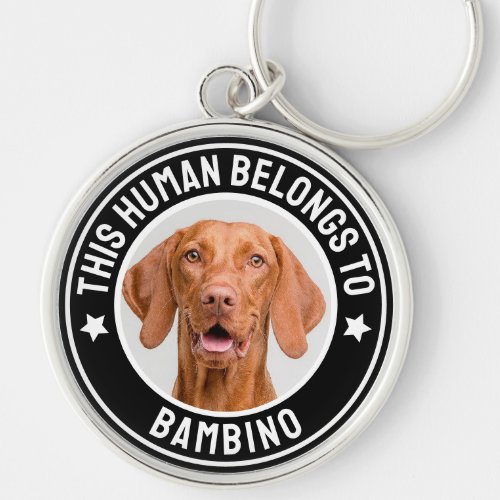 This Human Belongs To Name Custom Pet Photo Funny Keychain