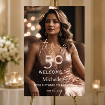 This is 50 Rose Gold Welcome Sign