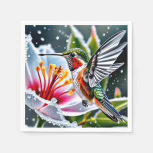 This is a beautiful frosted hibiskus hummingbird b napkins