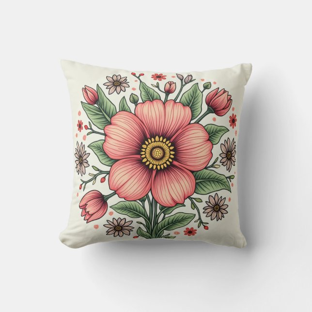 This is a bright floral cushion. throw pillow (Front)