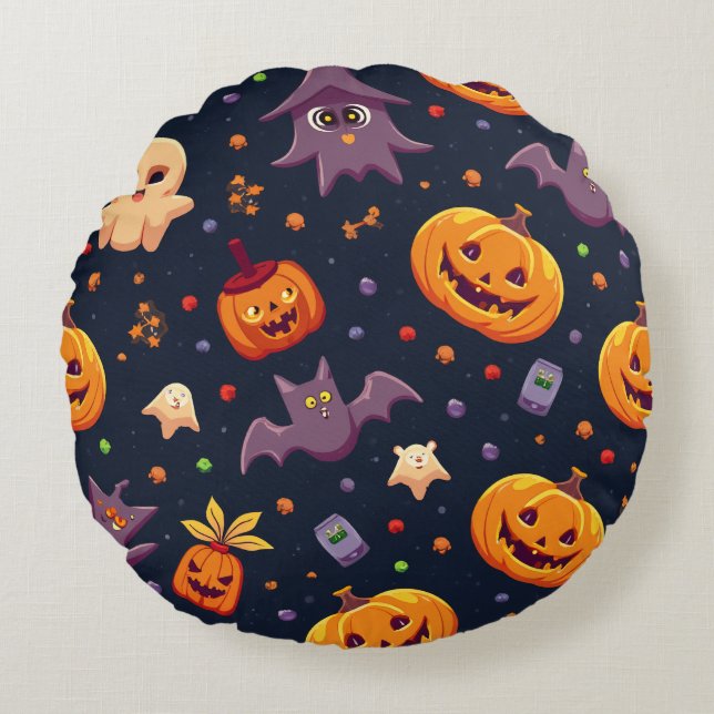 This is a Halloween cushion. Round Pillow (Front)