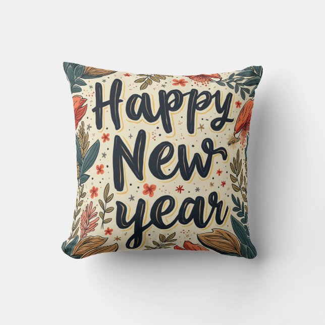 This is a Happy New Year pillow cushion. (Front)