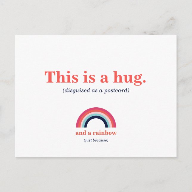 This is a hug modern rainbow postcard (Front)