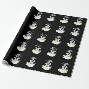 This Is A Koala-tea Pun Funny Koala Pun Dark BG Wrapping Paper