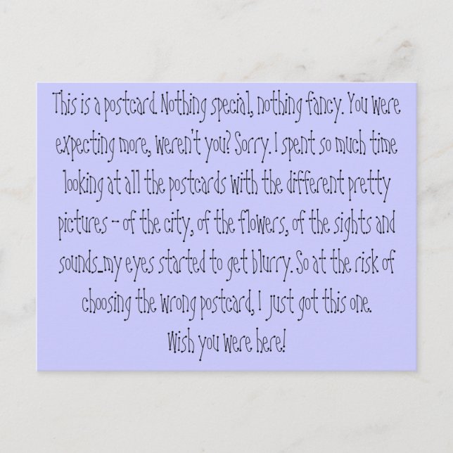 This is a postcard. postcard (Front)