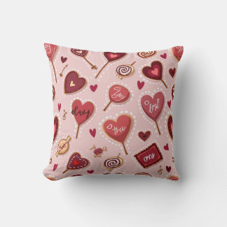 This is a sweet heart-shaped candy cushion. throw pillow