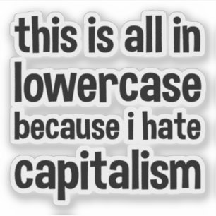 this is all in lowercase because i hate capitalism sticker