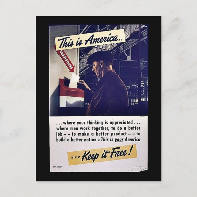 This Is America Keep It Free! Postcard (Front)