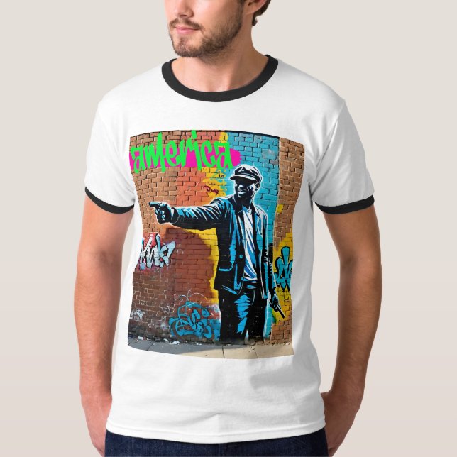 This Is America Street Art Commentary T-Shirt (Front)