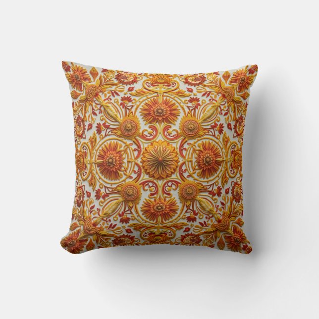 This is an embroidery style throw pillow. throw pillow (Front)