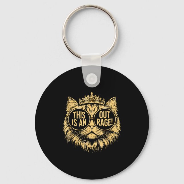 This Is An Outrage Funny Princess Cat Donut Gold W Keychain (Front)