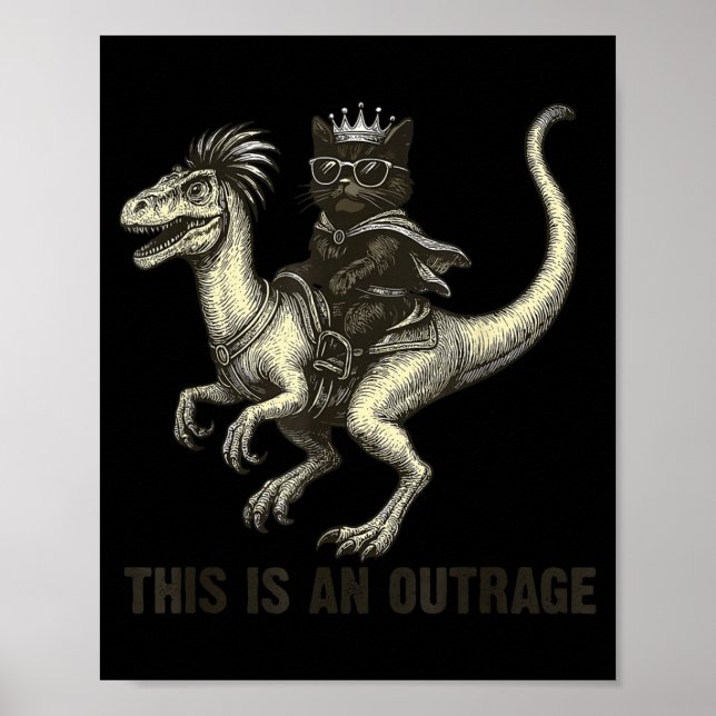 This Is An Outrage Funny Princess Cat Riding Dinos Poster (Front)
