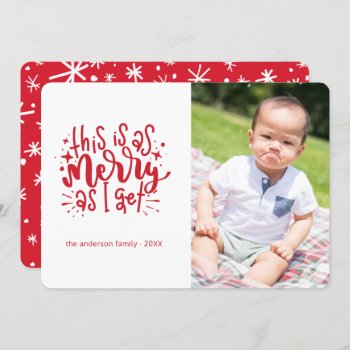 This Is As Merry... Funny Holiday Photo Card by oddowl at Zazzle