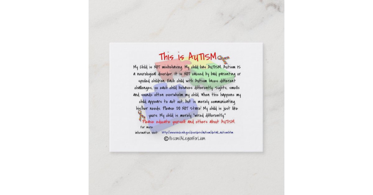 This is Autism Handout Cards | Zazzle