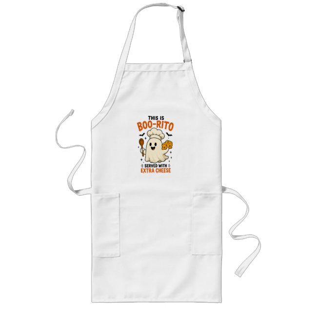 This Is Boo-Rito Served with Extra Cheese” Design Long Apron (Front)