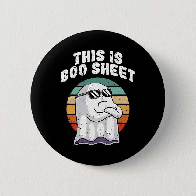 This Is Boo Sheet Fun Halloween Costume Ghost Pun  Button (Front)