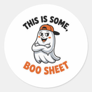 This Is Boo Sheet Ghost Groovy Halloween Costume  Classic Round Sticker