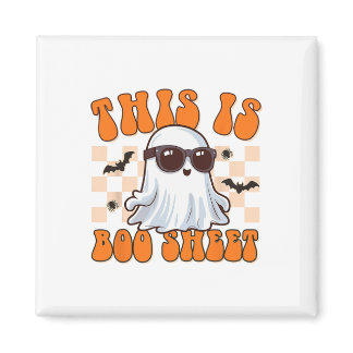 This Is Boo Sheet Ghost Groovy Halloween Costume M Magnet