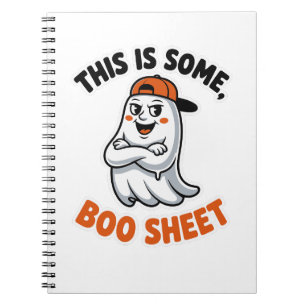 This Is Boo Sheet Ghost Groovy Halloween Costume Notebook